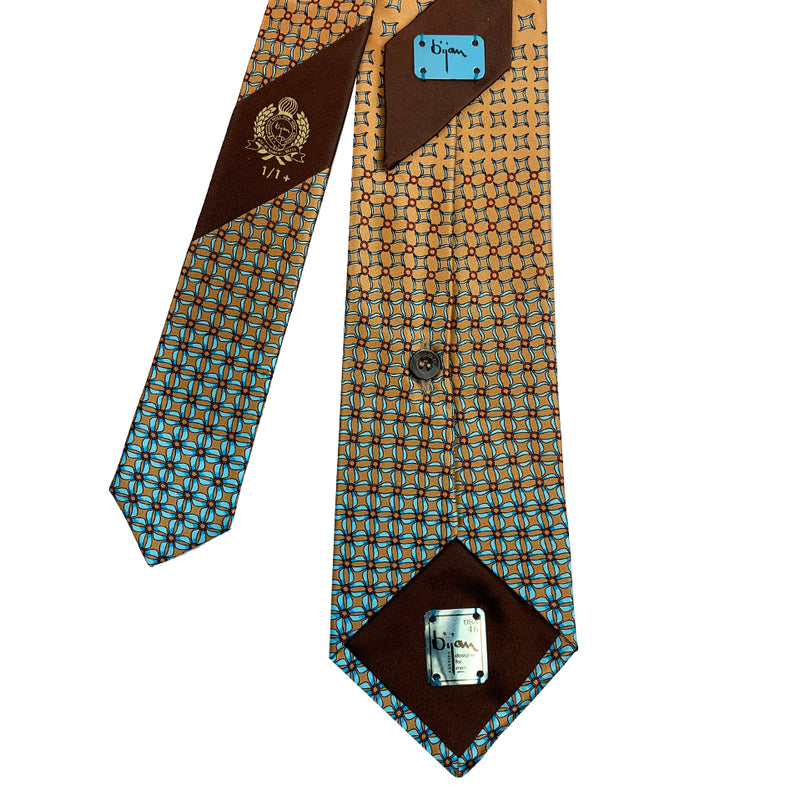 Bijan Gold Print Pure Silk Tie Set