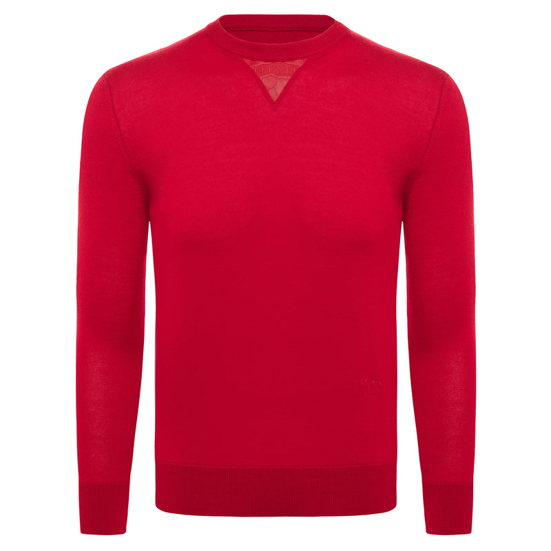 Cashmere and Silk Red Sweater with Alligator Detail