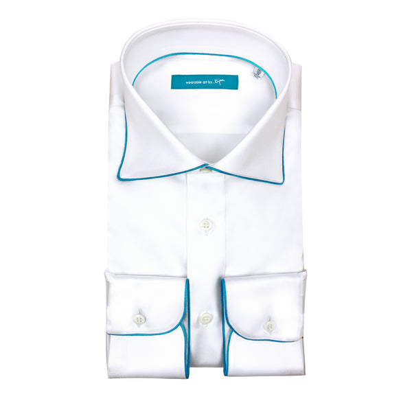 Dress Shirt with Turquoise Piping Detail