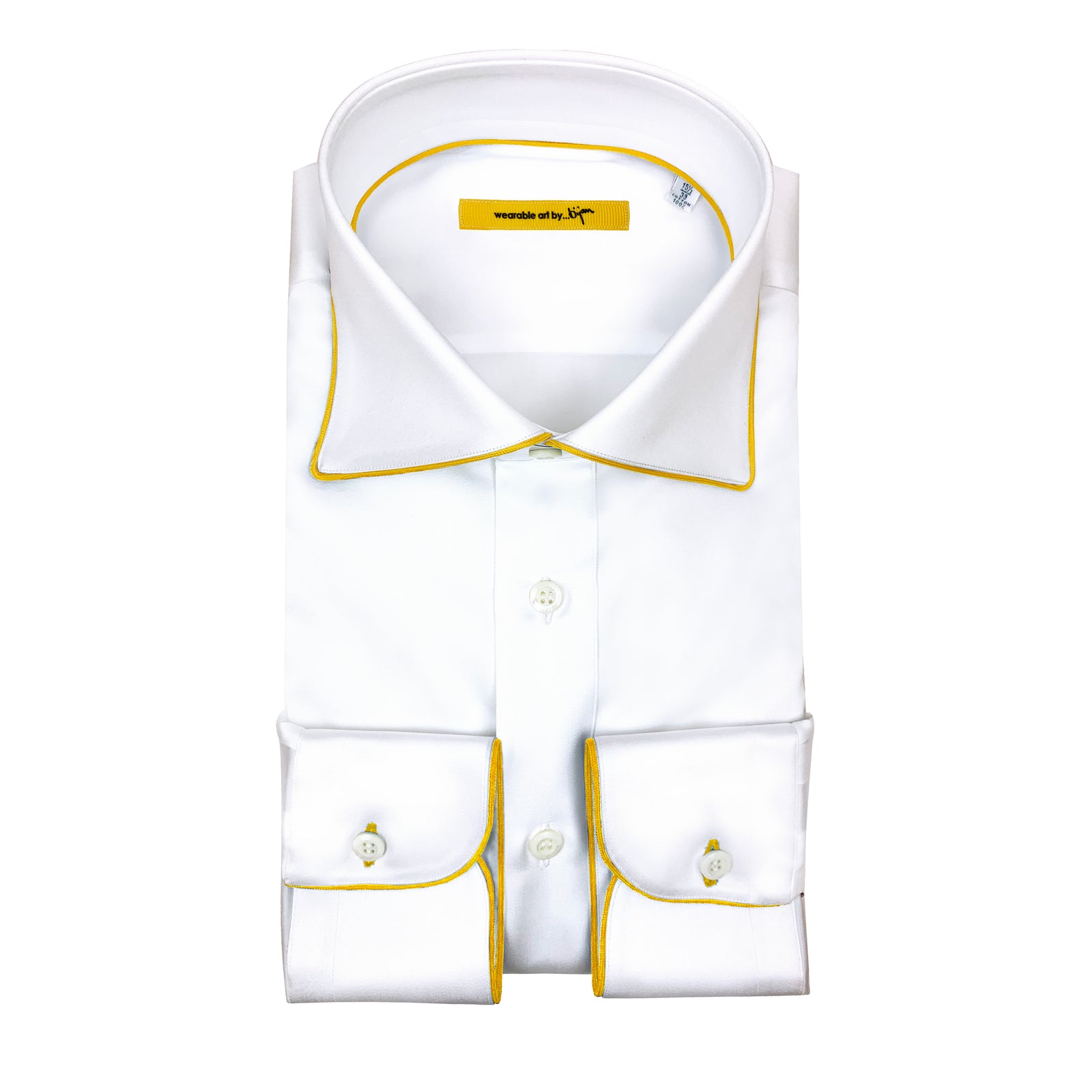 Dress Shirt with Bijan Yellow Piping Detail House of Bijan Dress Shirt with Bijan Yellow Piping Detail House of Bijan