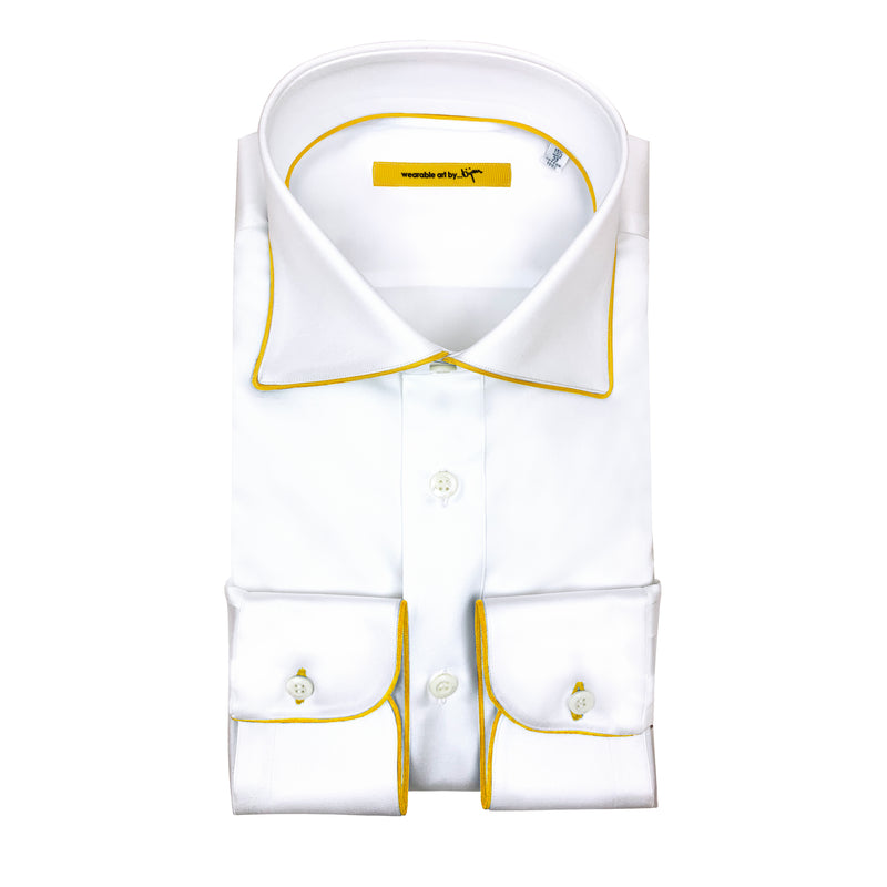 Dress Shirt with Bijan Yellow Piping Detail – House of Bijan