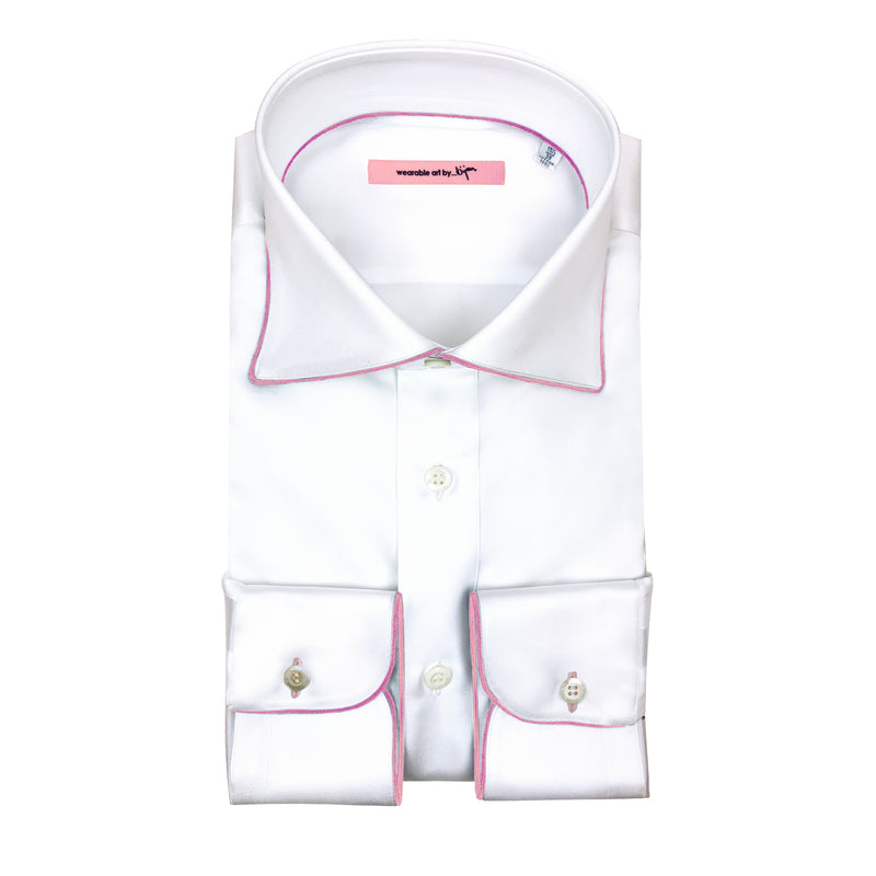 Dress Shirt with Pink Piping Detail