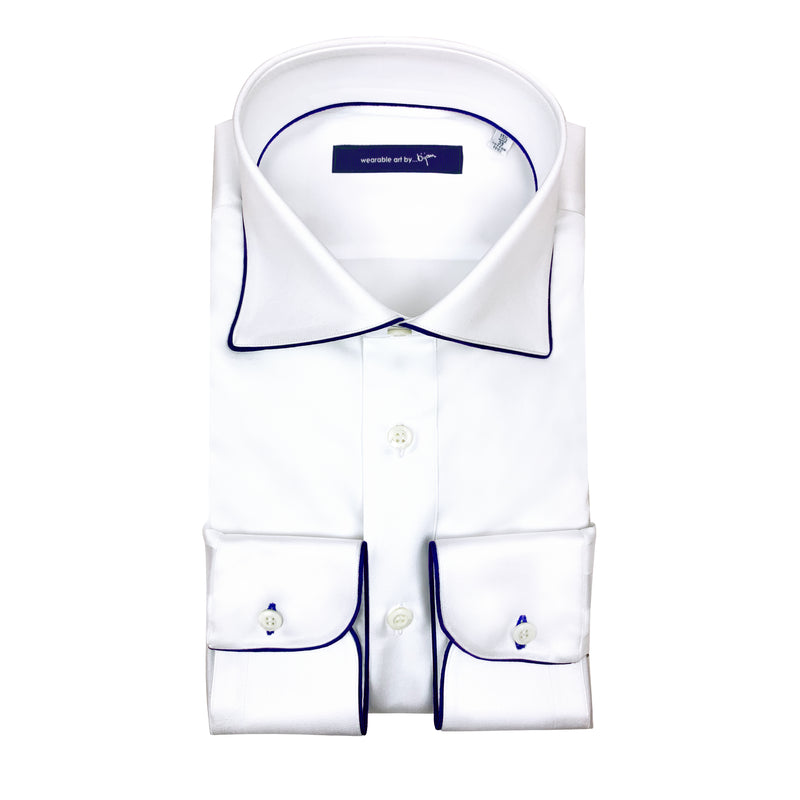 Dress Shirt with Navy Piping Detail