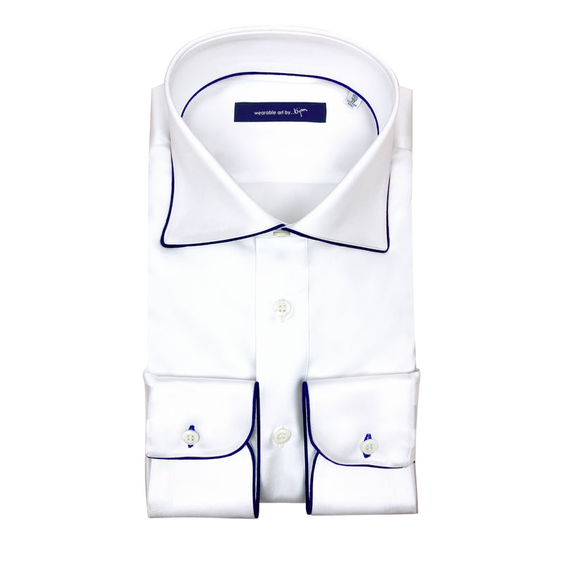 piped dress shirt French Cuff Dress Shirt with Bijan Yellow Piping Detail