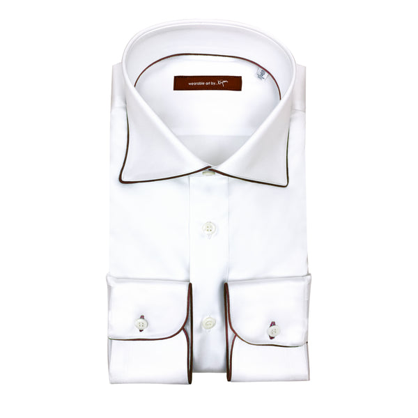 Dress Shirt with Brown Piping Detail