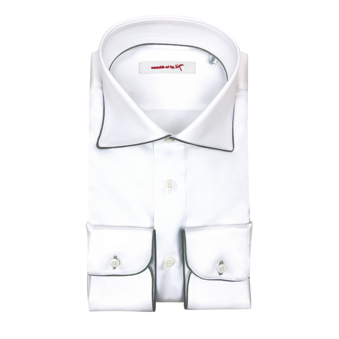 bijan Dress Shirt with Grey Piping Detail
