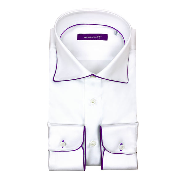 Dress Shirt with Purple Piping Detail