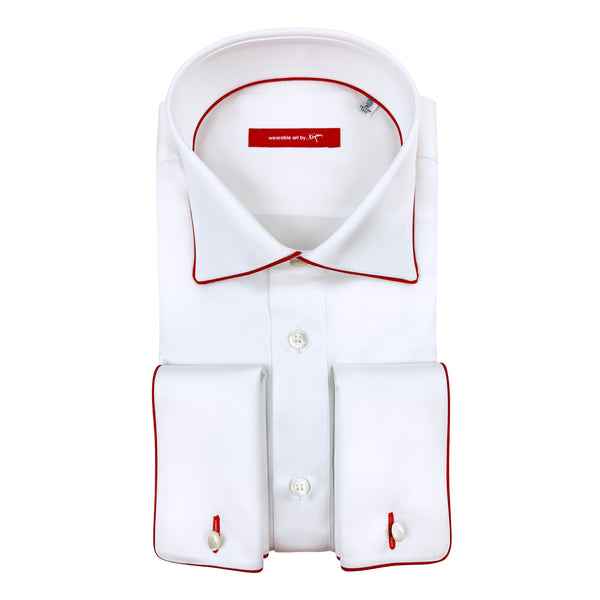 red french cuff dress shirt Black with Red French Cuff Dress Shirts