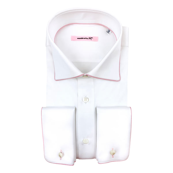 French Cuff Dress Shirt with Pink Piping Detail