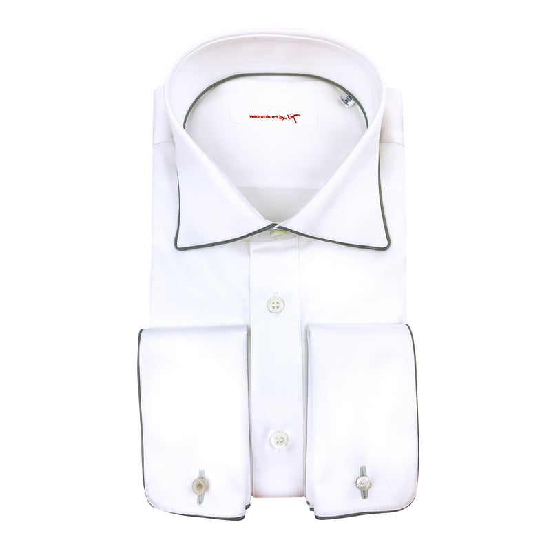 French Cuff Dress Shirt with Grey Piping Detail