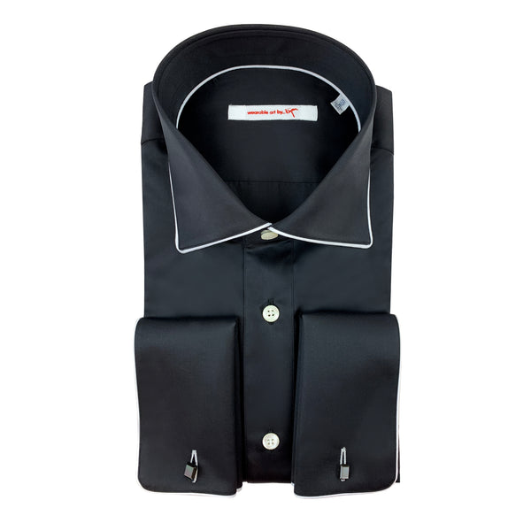 French Cuff Dress Shirt with White Piping Detail