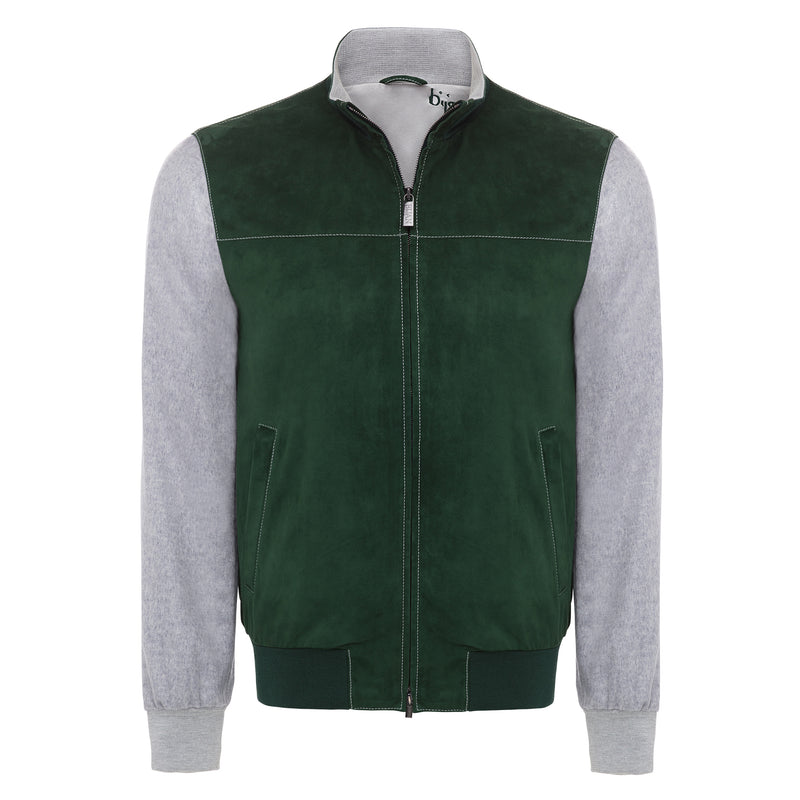 Forest Green and Grey Suede and Cashmere Jacket