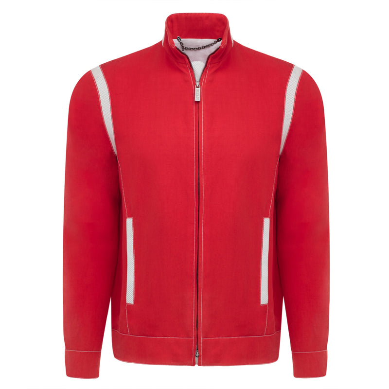 Lightweight Coral Silk and Linen Blouson Jacket