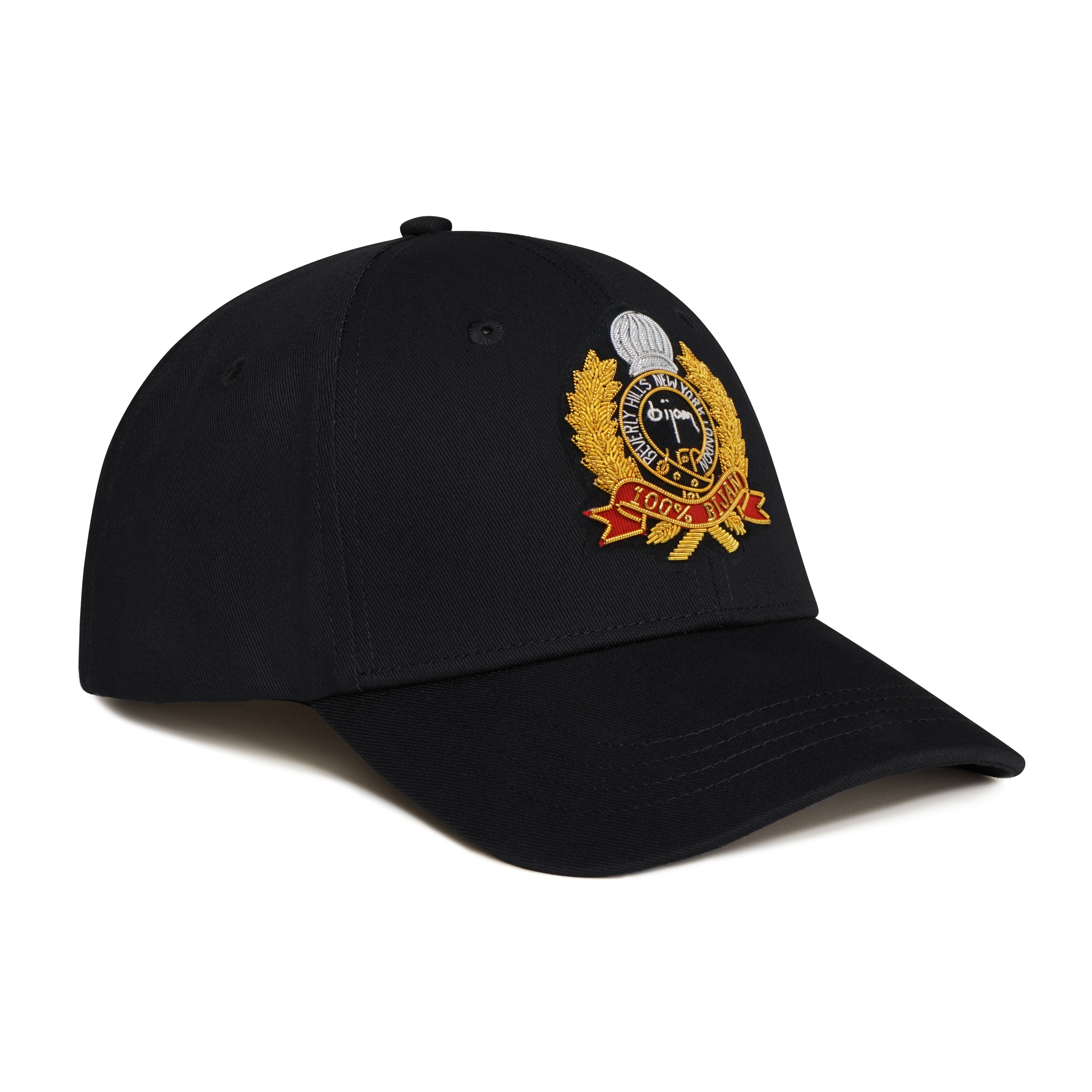 Black with Gold Crest Cap House of Bijan
