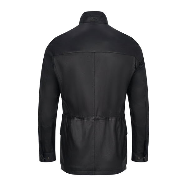 Black Leather Safari Style Jacket