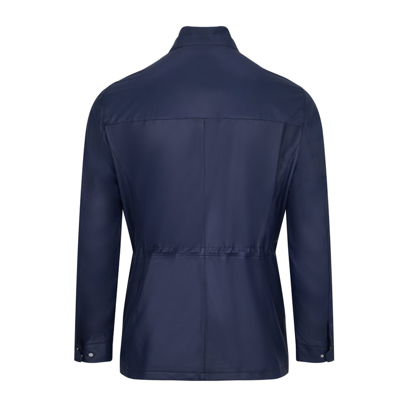 Blue Leather Safari Style Jacket