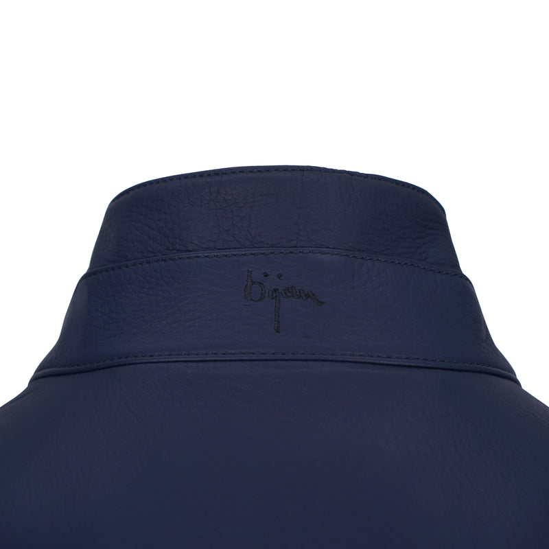 Blue Leather Safari Style Jacket