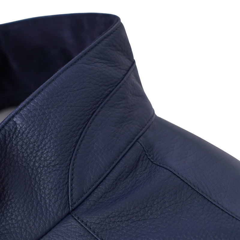 Blue Leather Safari Style Jacket