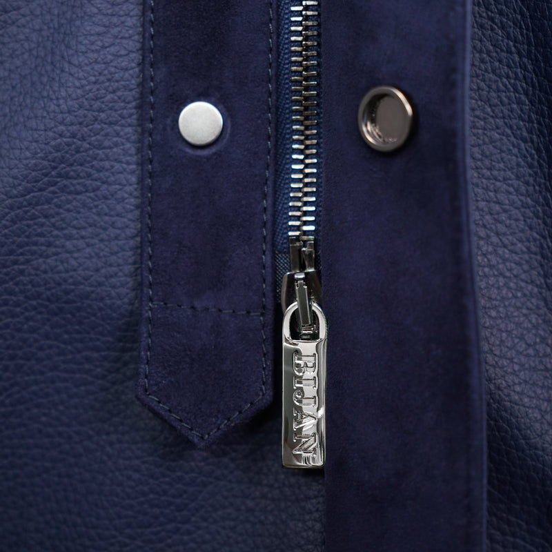 Blue Leather Safari Style Jacket
