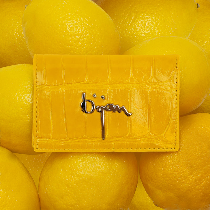 Bijan Yellow Alligator Card Holder