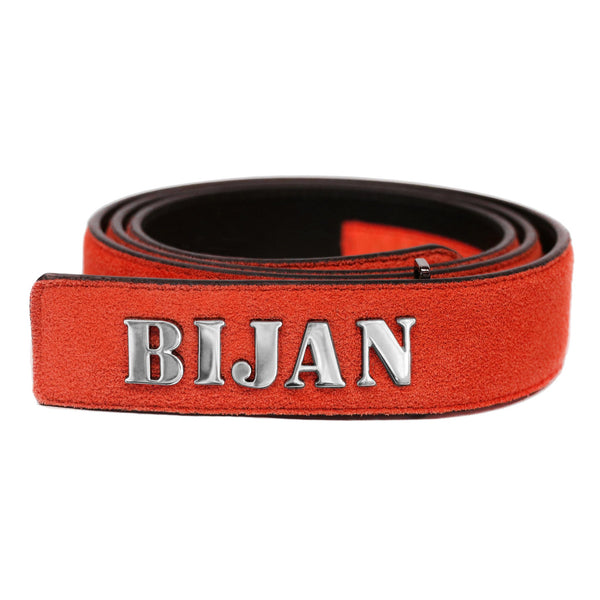 Bijan Emblem Red Suede Belt