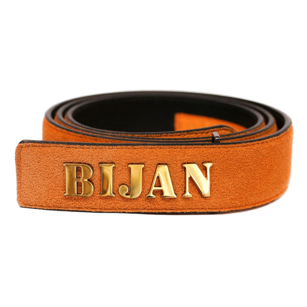 Bijan Emblem Orange Suede Belt