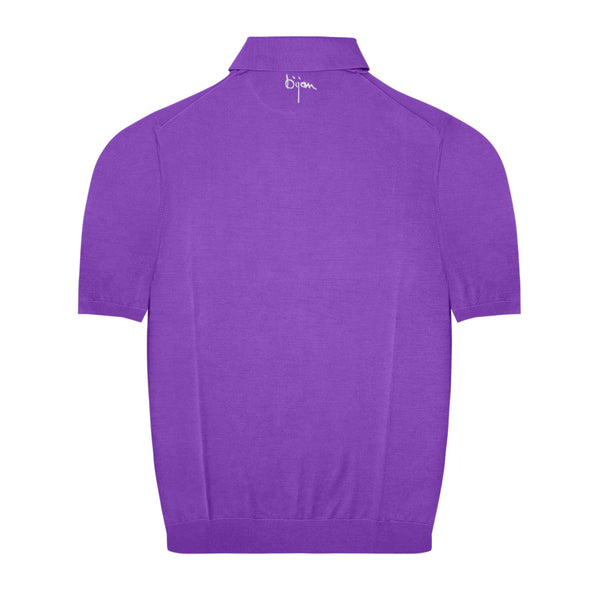 Purple Short Sleeve Pure Silk Polo Shirt