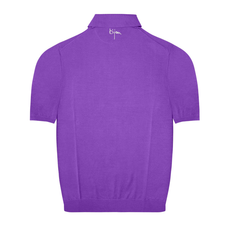 Purple Short Sleeve Pure Silk Polo Shirt