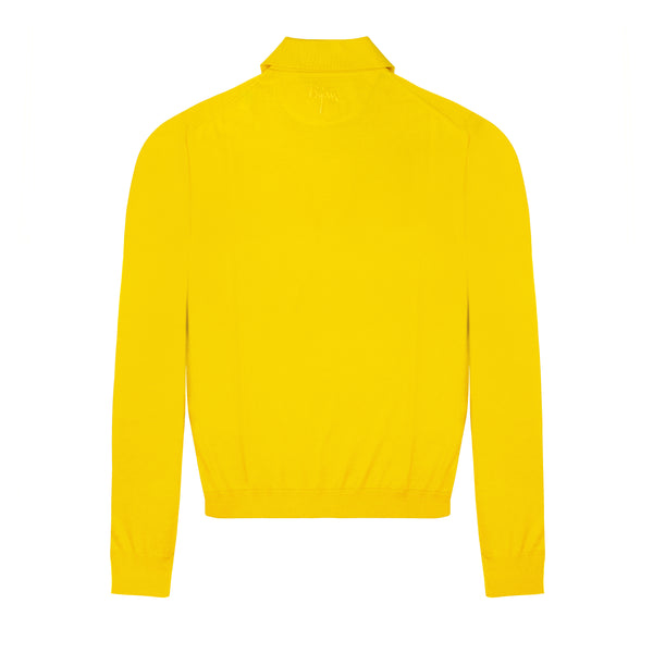 Bijan Yellow Long Sleeve Cashmere and Silk Polo Shirt