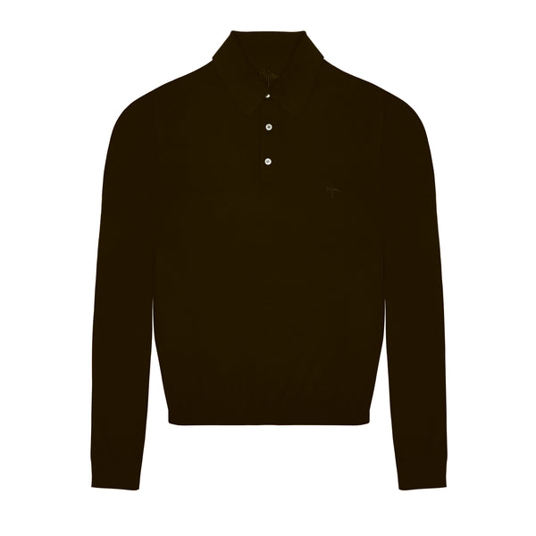 Long Sleeve Cashmere and Silk Polo Shirt