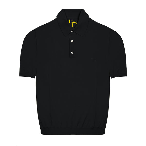Onyx Short Sleeve Pure Silk Polo Shirt