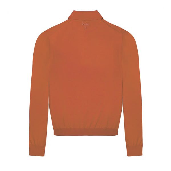 Desert Pink Long Sleeve Cashmere and Silk Polo Shirt