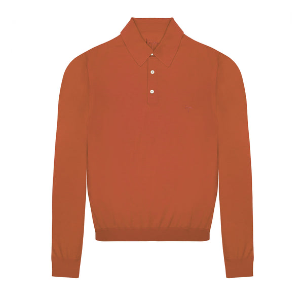 Desert Pink Long Sleeve Cashmere and Silk Polo Shirt