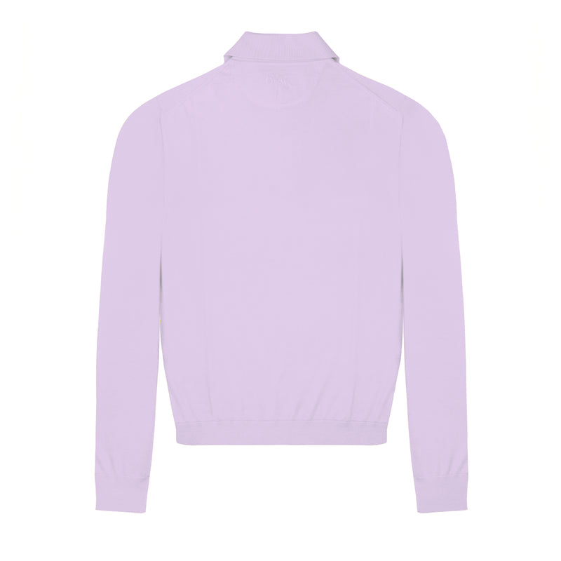 Lilac Long Sleeve Cashmere and Silk Polo Shirt