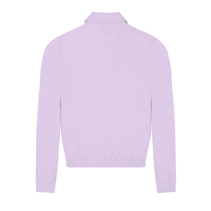 Lilac Long Sleeve Cashmere and Silk Polo Shirt