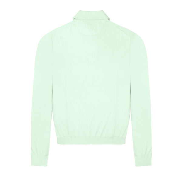 Seafoam Long Sleeve Cashmere and Silk Polo Shirt