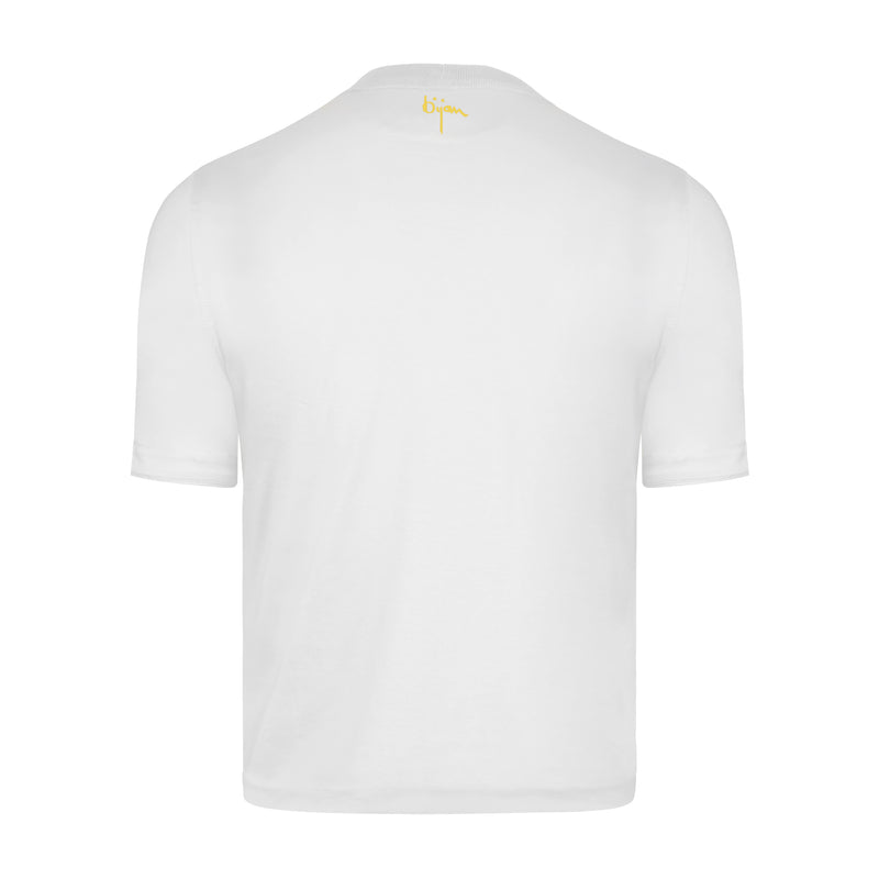 White with Yellow Crest Short Sleeve T-Shirt