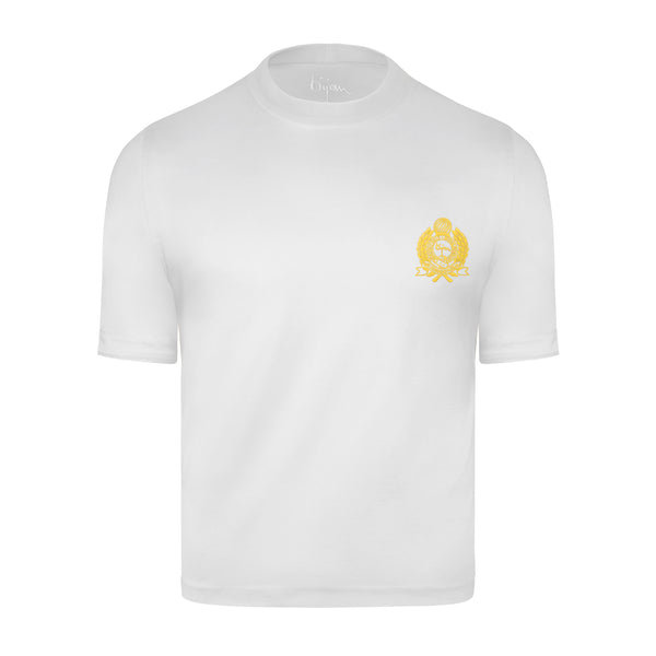 White with Yellow Crest Short Sleeve T-Shirt