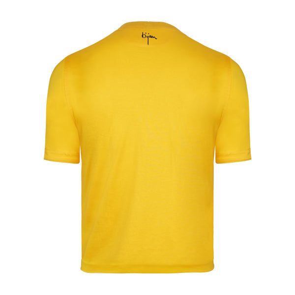 Bijan Yellow with Navy Crest Short Sleeve T-Shirt