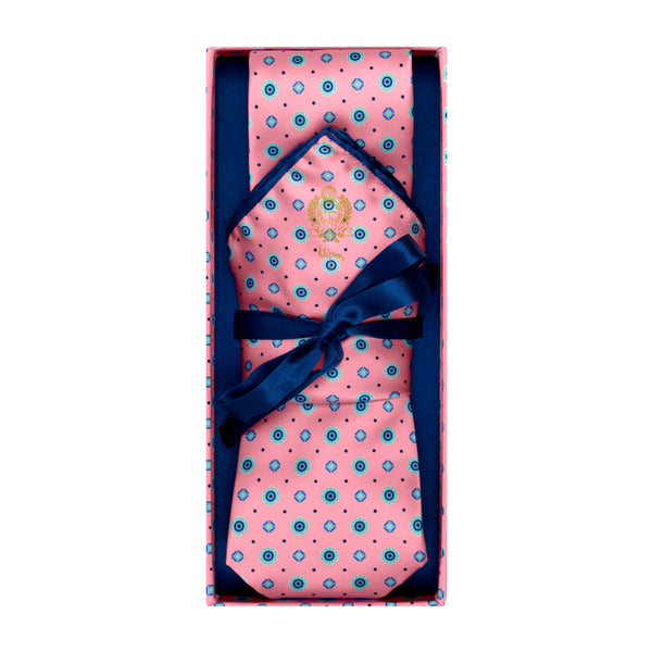 Pink and Blue Pure Silk Tie Set