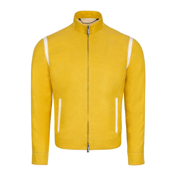 Lightweight Yellow Silk and Linen Blouson Jacket