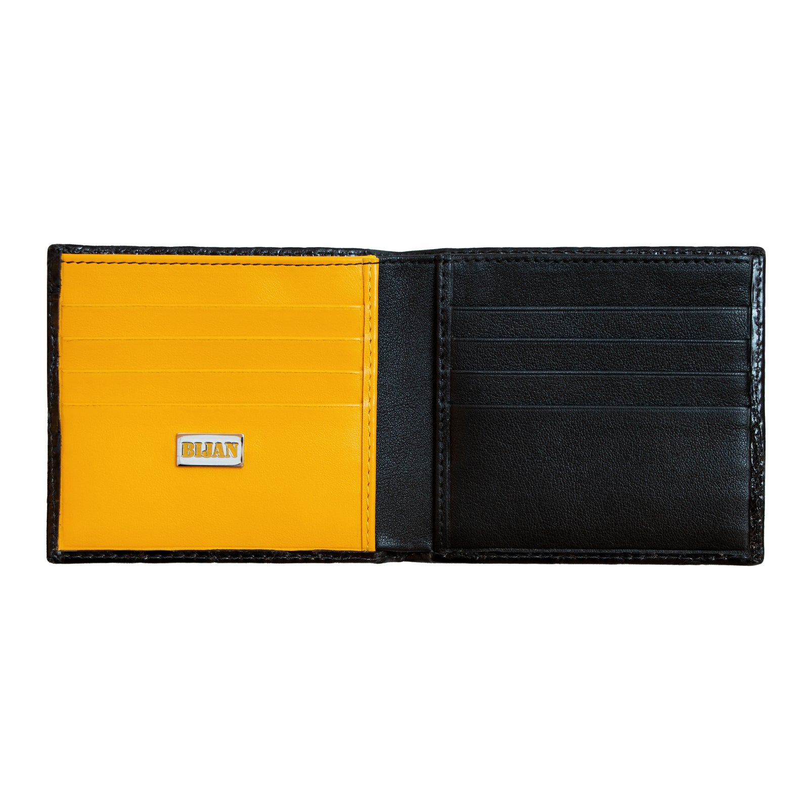 ★LONG WALLET −VINTAGE KING− BLACK/YELLOW Black Alligator Bi-Fold Wallet – House of Bijan