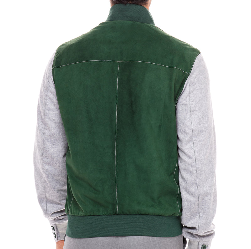 Forest Green and Grey Suede and Cashmere Jacket