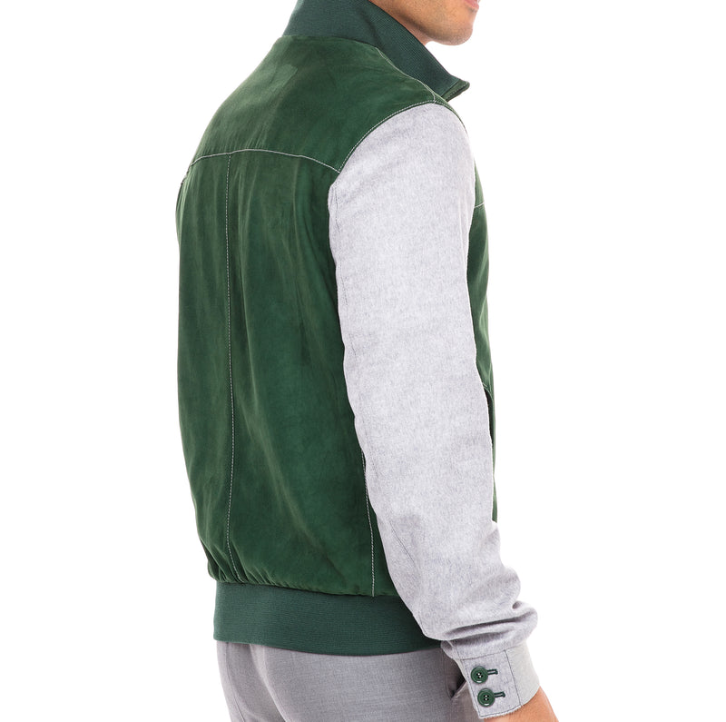 Forest Green and Grey Suede and Cashmere Jacket