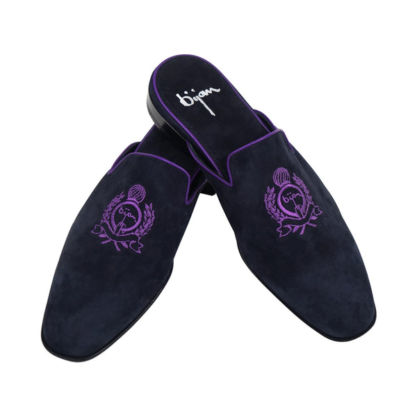 Navy and Purple Slip On Suede Loafer
