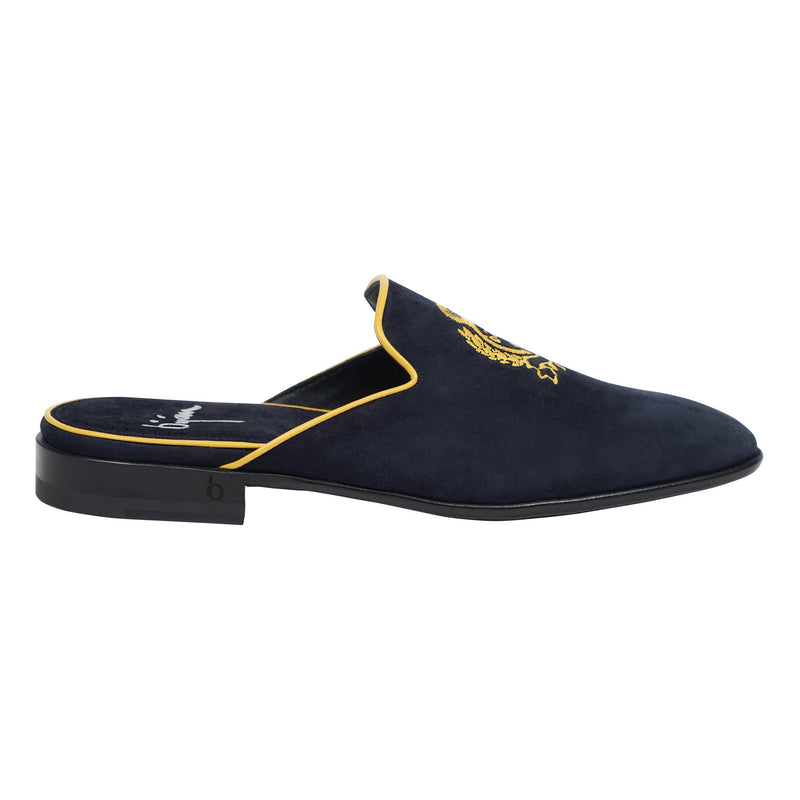 Navy and Yellow Slip On Suede Loafer