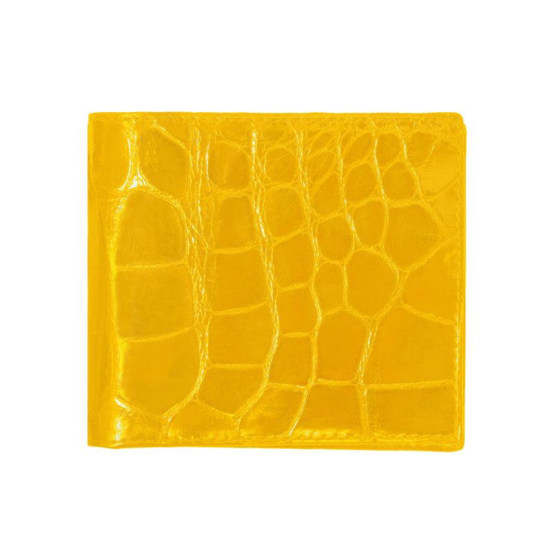 Bijan Yellow Alligator Bi-Fold Wallet