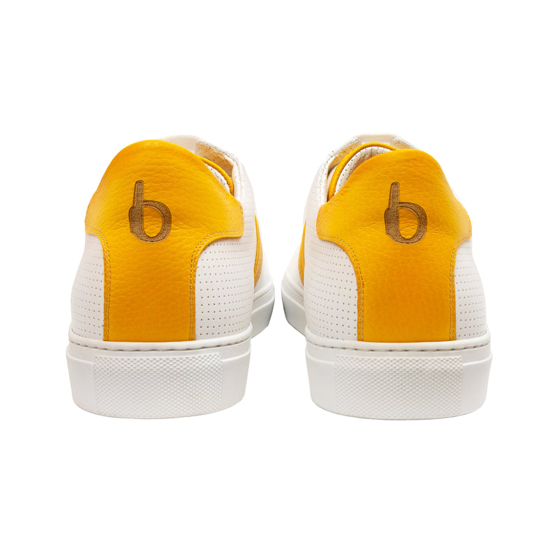 Bijan Yellow and White Leather Sneaker