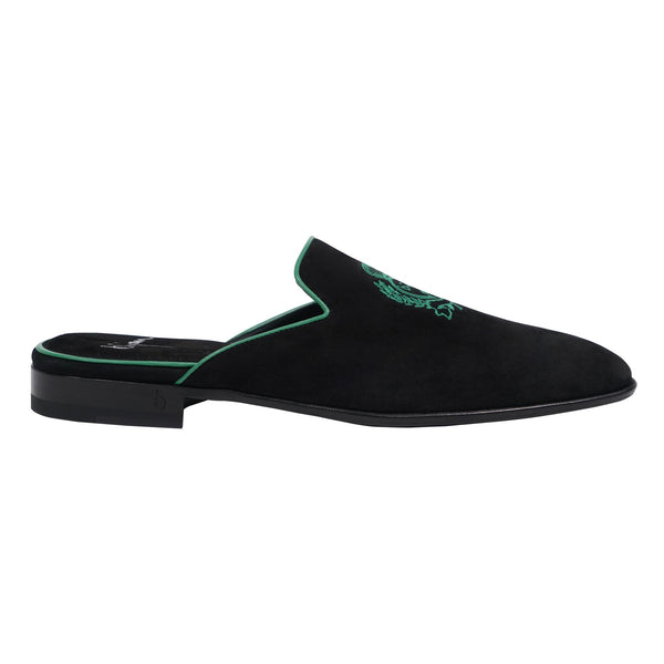 Black and Teal Slip On Suede Loafer