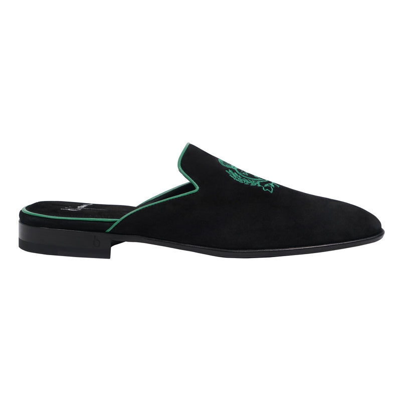 Black and Teal Slip On Suede Loafer